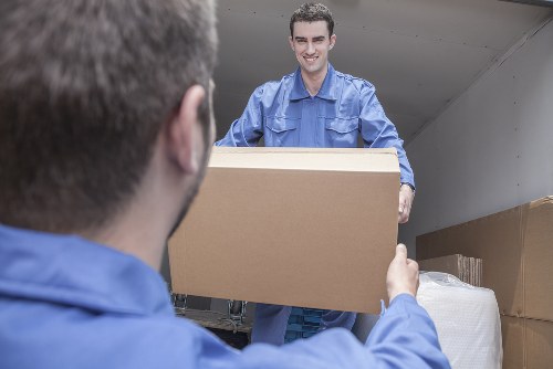 Packed household items ready for a local move in Ilford