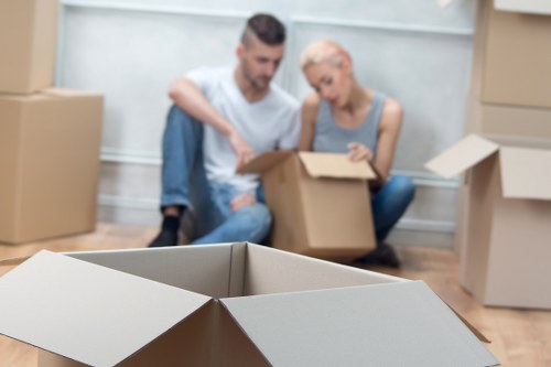 Packed moving boxes prepared for removals in Ilford
