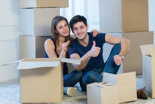 Packed boxes and furniture prepared for local home removals